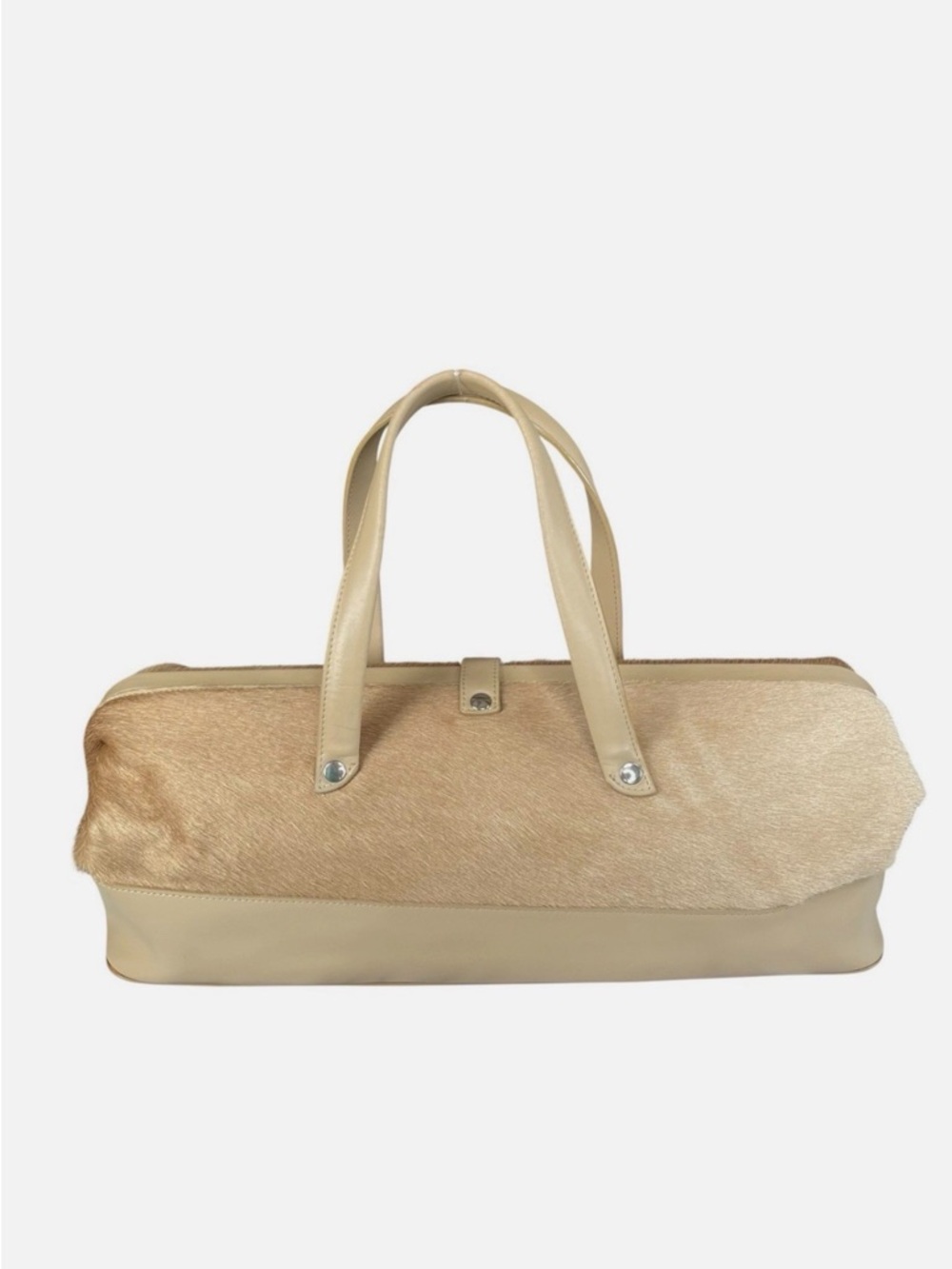 Furla Beige Haircalf and Leather Travel Tote